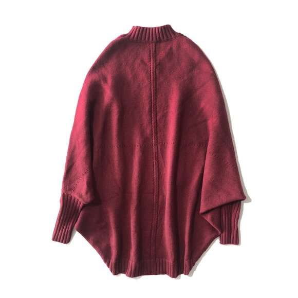 Marciano Womens Red High Neck Batwing Sleeve Cashmere Mid Long Pullover Sweater - Picture 8 of 8